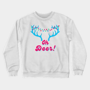 Oh Deer! Blue Antlers with Pink Crewneck Sweatshirt